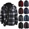 Men's Plaid Long Sleeve Shirt Men's Pocket Button Hooded Sweatshirt