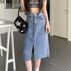 MODIQUE, летние шорты, юбка, женская эластичная свободная повседневная винтажная женская однотонная джинсовая юбка трапециевидной формы с высокой талией, синяя