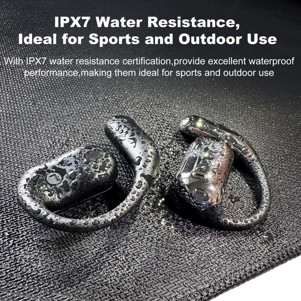 Наушники с открытым ухом Bluetooth 5.4, беспроводные наушники с костной проводимостью, встроенный микрофон, спортивные наушники-вкладыши, заушники, водонепроницаемость IPX7