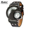Oulm 9591 Unique Dropshipping Mens Quartz Watch Original Pu Leather Band Water Resist Auto Date Vintage Sports Wristwatch
