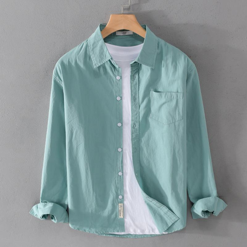 Pure Cotton, Autumn Men's Fashion Business Comfortable Slim British Style Work Casual with Breathable Cotton Long Sleeve Shirt