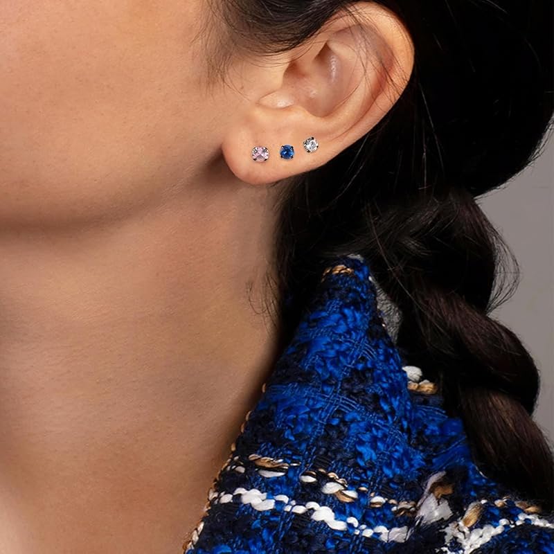 Jstyle [набор из 5 пар] Серьги женские и мужские Популярность двухсторонние серьги-гвоздики из однозерновой циркониевой спирали винтового типа комплект из нержавеющей стали с цирконием 20 г