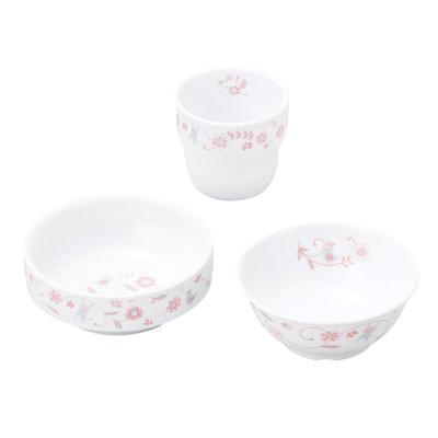 OGISO Усиленный фарфоровый набор посуды и микроволновой печи Sarasa Pink [Официальный] 3 предмета (Сейф для посудомоечной машины) СЕТ-0057