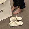 French High-end Word with Flat Bottom Cover Toe Cool Slippers Women Wear Seaside Vacation Beautiful Going Out Beach Slippers