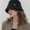 ACCLET Square Pattern Wool Blend Bucket Hat Black H035BK