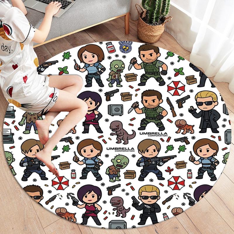 Resident Evil Round Area Rug Carpet Rug For Living Room Bedroom Sofa Playroom Decor Nonslip Floor Mat