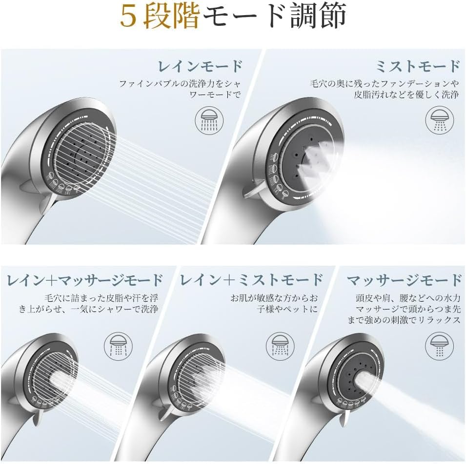 Shower Micro Nano Water High Water Pressure Pressure Ultra Fine High Cleaning Shower Scalp Skin Stain Beautiful Facial Heat Easy To Water Leakage