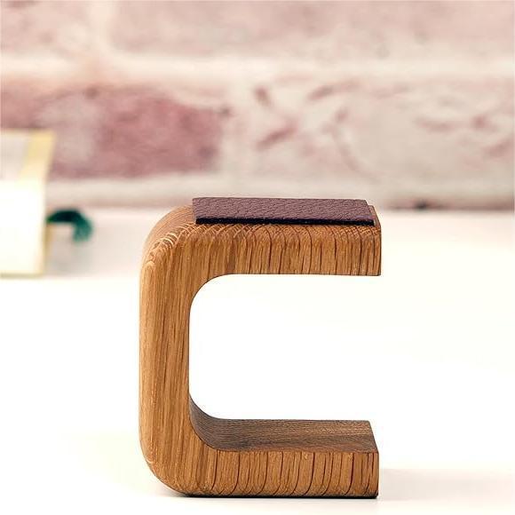 Minimalist Handmade Solid Wood Watch Stand, Men Women Watch Display Stand, Genuine Leather Base Watch Holder