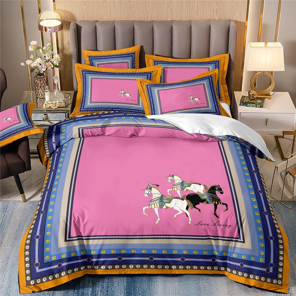 Duvet Cover Set 3D Luxury Style Printed Bedding Quilt Cover Set 3 Pieces Soft Microfiber Bedding Quilt Cover with Zipper