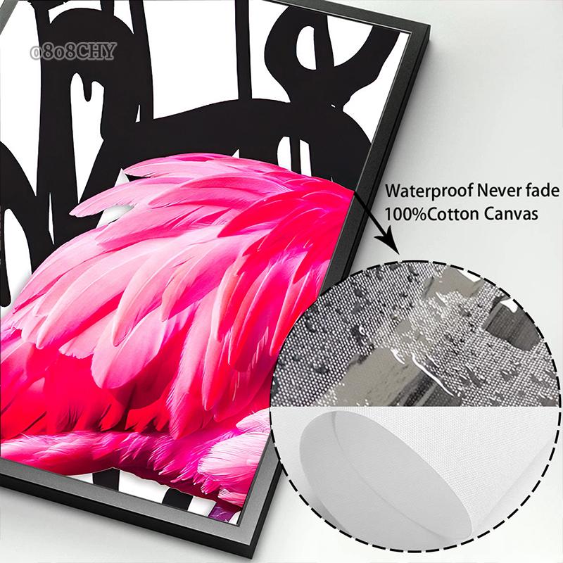 Скандинавское романтическое настенное искусство, розовый фламинго, граффити, художественная картина на холсте, постеры и принты, красивые фотографии животных для гостиной