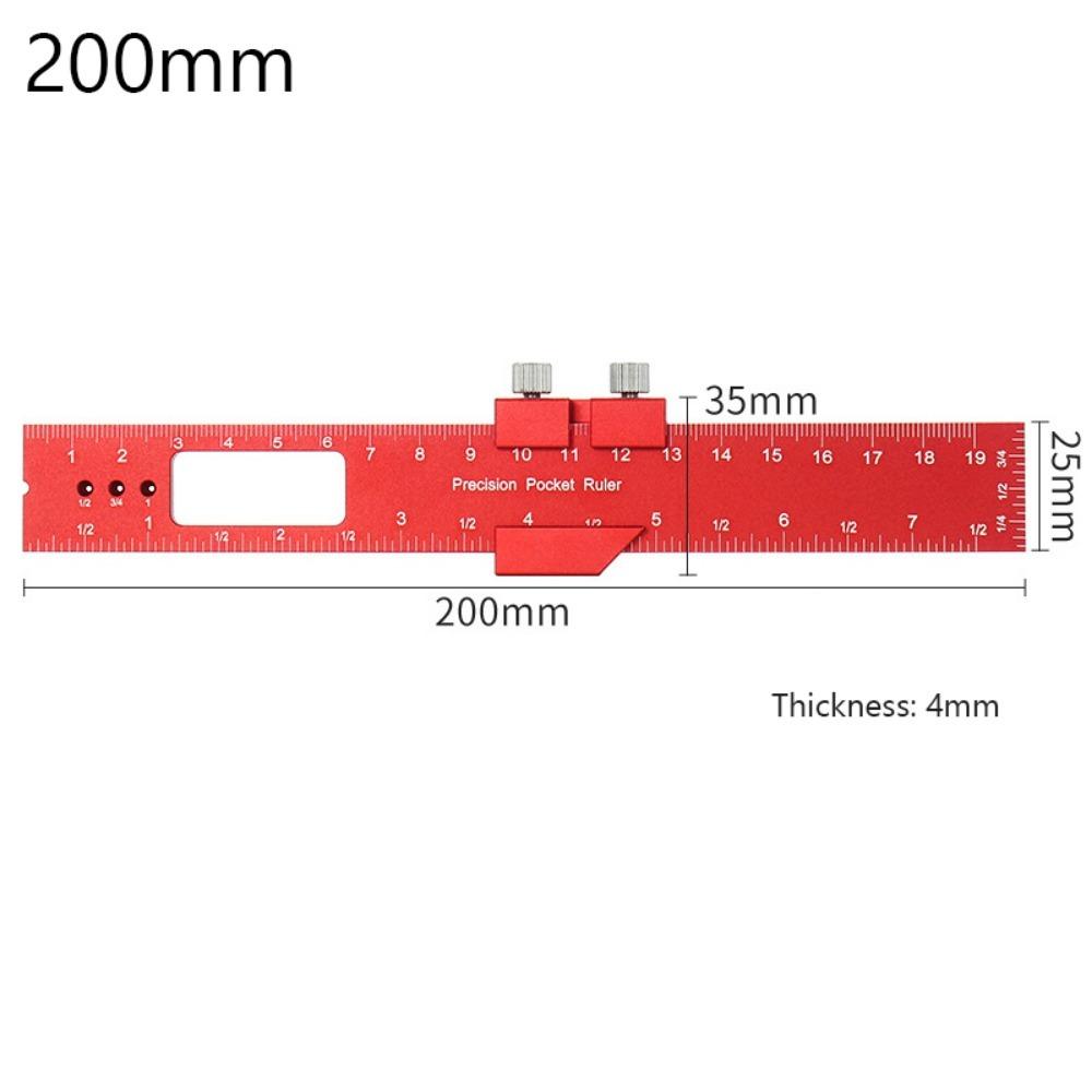 Aluminum Alloy Carpentry Marking Ruler High-Precision T-Type Measuring Tool Inch Metric Multi-function T-Type Scribing Ruler
