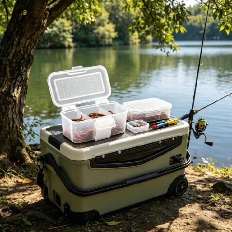 Breathable Fishing Live Baits Box Light Weight Plastic Live Baits Container Hanging Waist Plastic Baits Storage Box