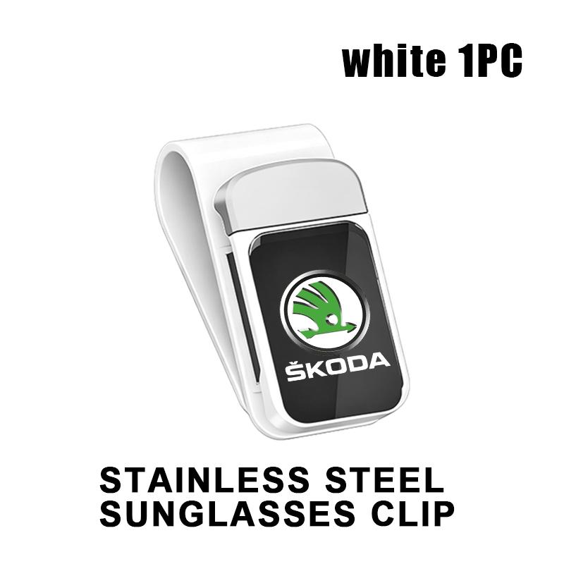 lbrgx4 Car Interior Sun Visor Eyeglasses Holder Sunglasses Clip For Skoda Fabia 1 2 Octavia a7 RS Superb Rapid Yeti Karoq Vision