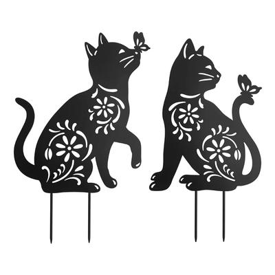 1/2 шт. Металлические кошки Садовый декор Животные Садовый декор Скульптура Металлическая кошка Декоративные садовые колышки Силуэты черных кошек