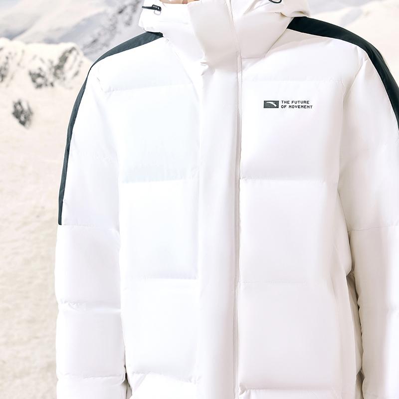 Anta Champion All-Weather Series Color-Block Zipper Hooded Long Sleeve Down Jacket Men Outerwear 952347908-1