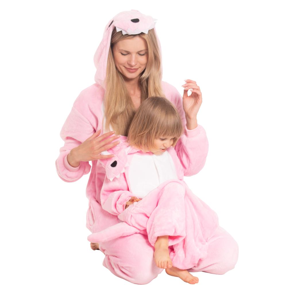 Piżama dla dzieci dziecięca kigurumi onesie kostium dinozaur różowy 135-145