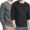 Мужской топ осень-весна с круглым вырезом и длинными рукавами, однотонный, облегающий крой