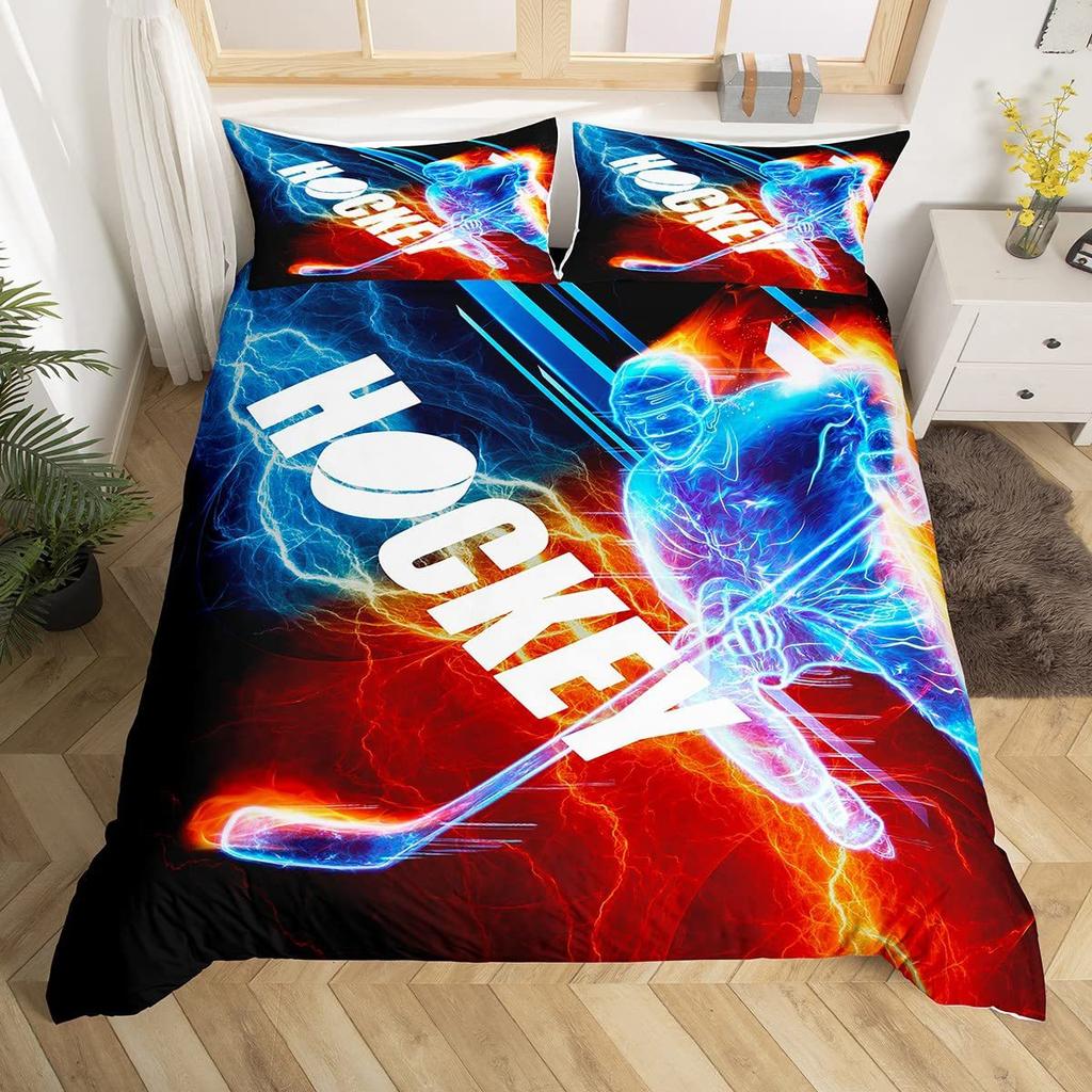 Ice Hockey 3D Digital Printing Quilt Cover Home Textile Three-Piece Three-Piece Set