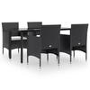 3156600 vidaXL Garden Dining Set with Cushions 5 Pcs Black