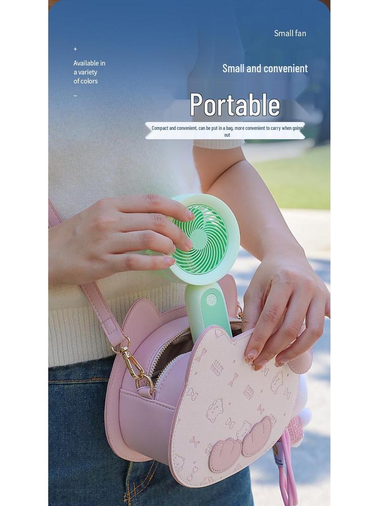 Handheld Mini USB Fan: Portable, Rechargeable Desktop Fan with Cross-Border Lighting
