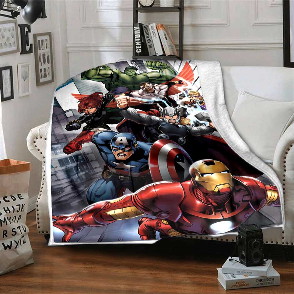 Superhero Team-Up Cozy Blanket Comfortable ure Versatile for Sofa Couch Office Bed Picnics Ideal for All Seasons Digital Print Gifts For Family Y8