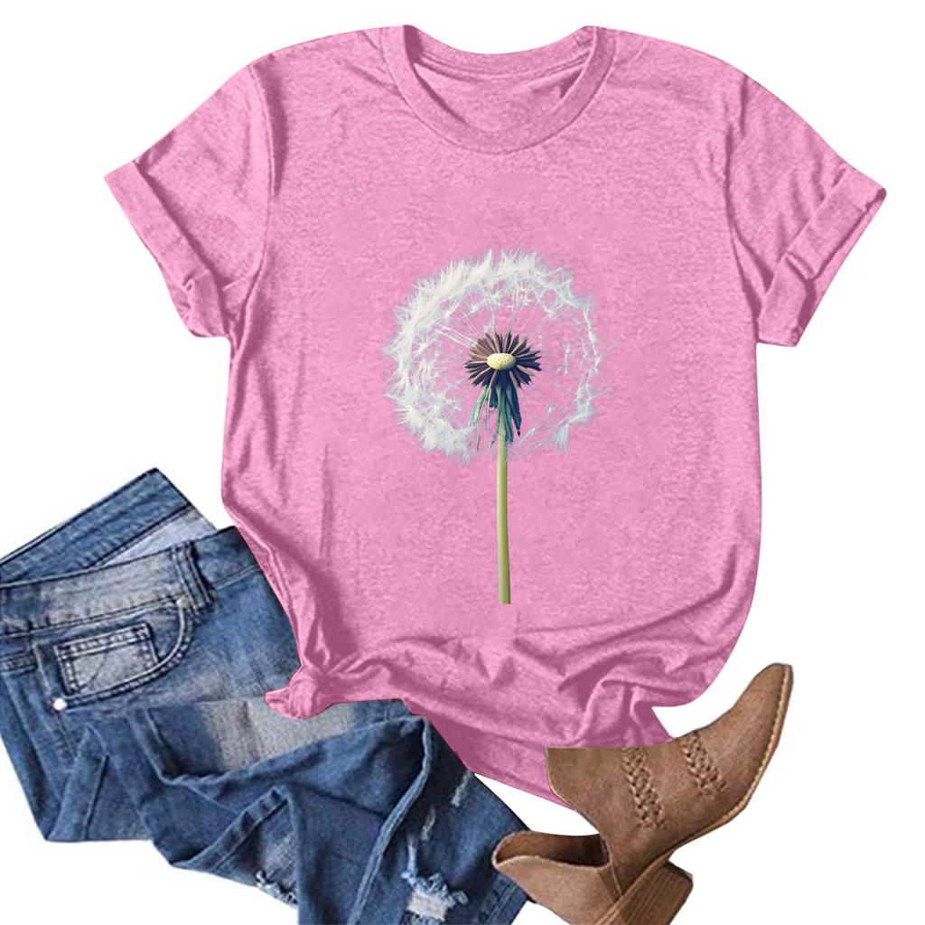 Женская модная повседневная футболка с круглым вырезом и принтом, пуловер с короткими рукавами, топ