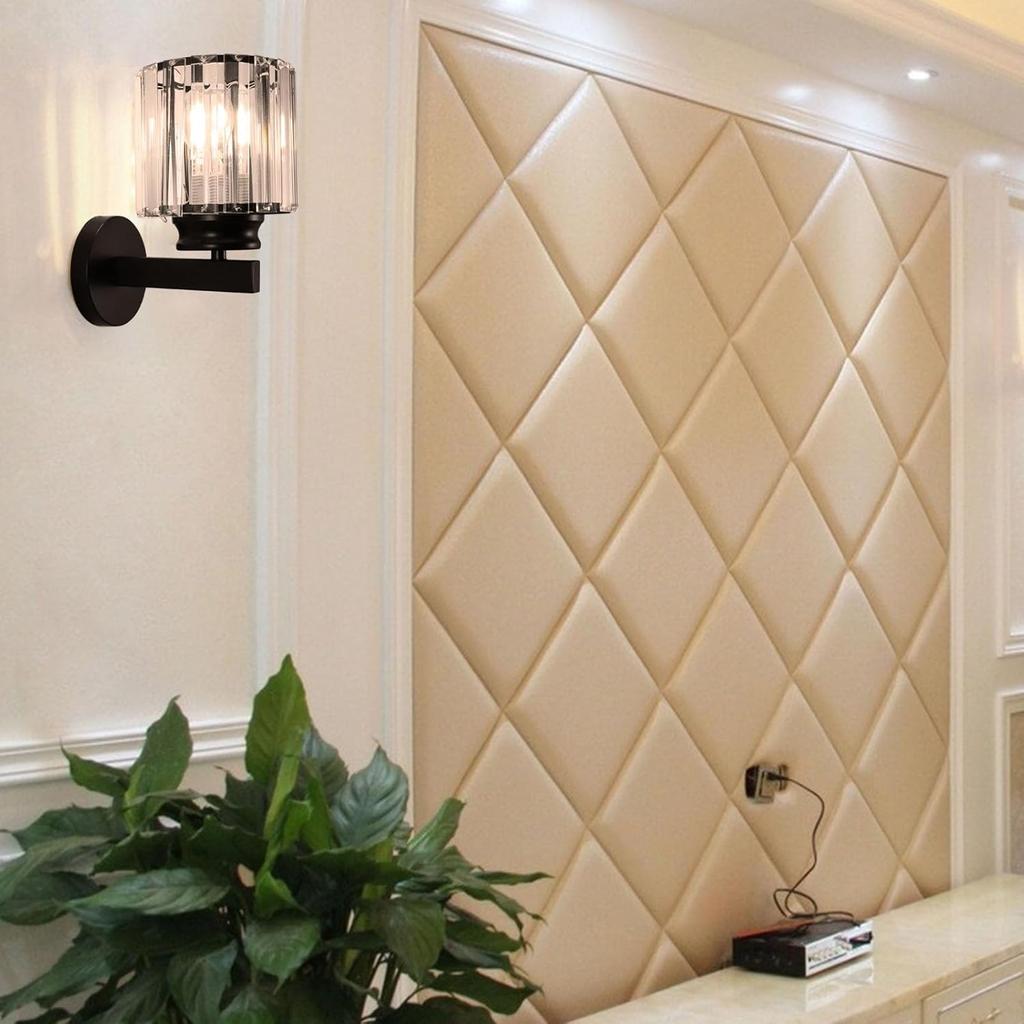 Современные настенные светильники, набор из 2 штук, E27 Черные серебристые хрустальные настенные бра, настенные осветительные приборы для спален, гостиной, коридора, прихожей, лестницы