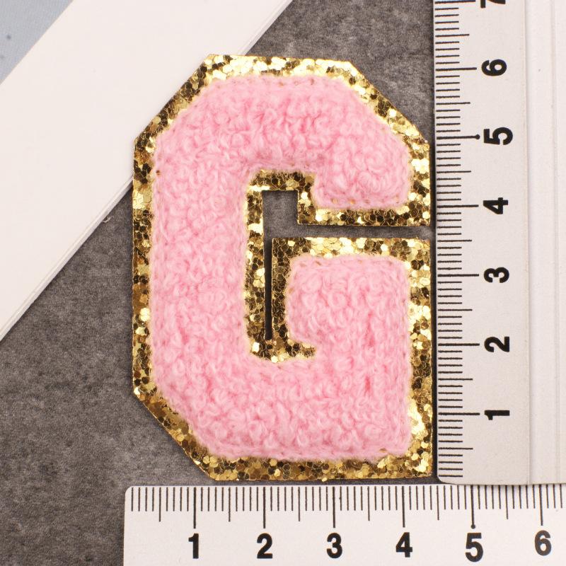 Алфавит 26 букв блестки синель для одежды сумки куртка розовый швейные принадлежности декор