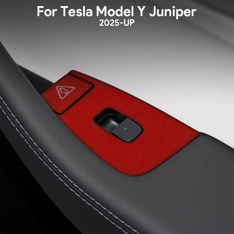 Italian Top Suede Trim Sticker LHD RHD For Tesla Model Y Juniper 2025 2026-Up Window Lifter Switch Car Interior Accessories