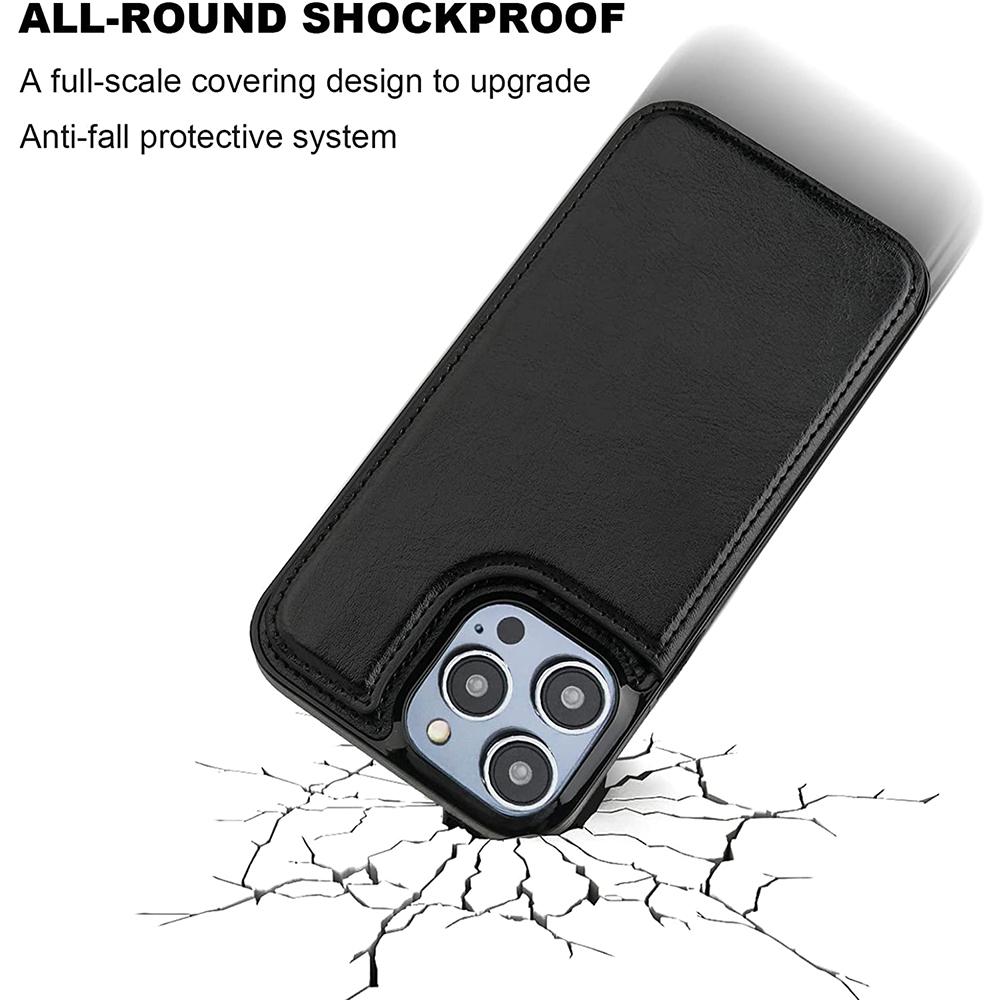 Кожаный чехол с двойной пряжкой для iPhone 14 Pro Max 14 Plus со слотами для карт и функцией подставки Защитная крышка от падения