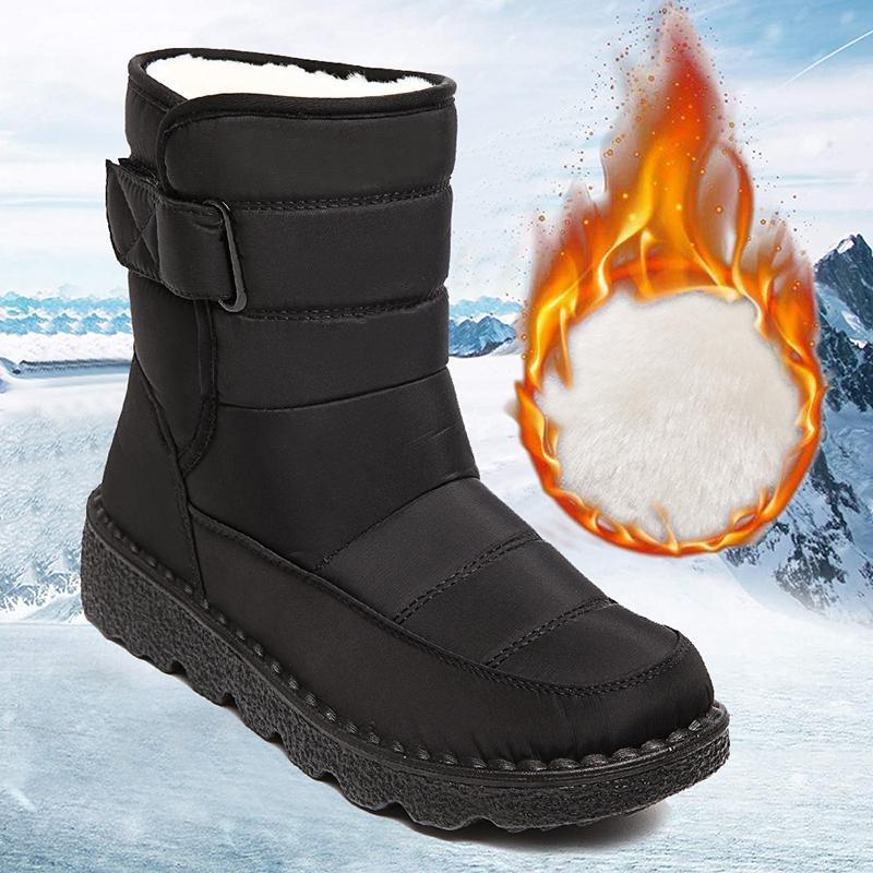 Женская теплая непромокаемая хлопковая обувь, нейлоновые зимние сапоги, зимние ботильоны, нескользящие короткие ботинки