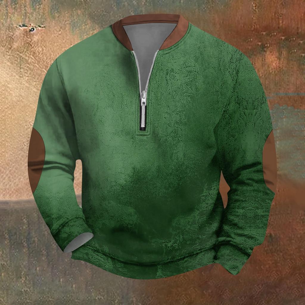 Мужская ретро повседневная толстовка на молнии модный принтованный спортивный пуловер