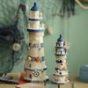 Mediterranean Shell Fishnet Striped Lighthouse Wooden Handicraft Office Desktop Ornament Home Decoration Crafts Gift