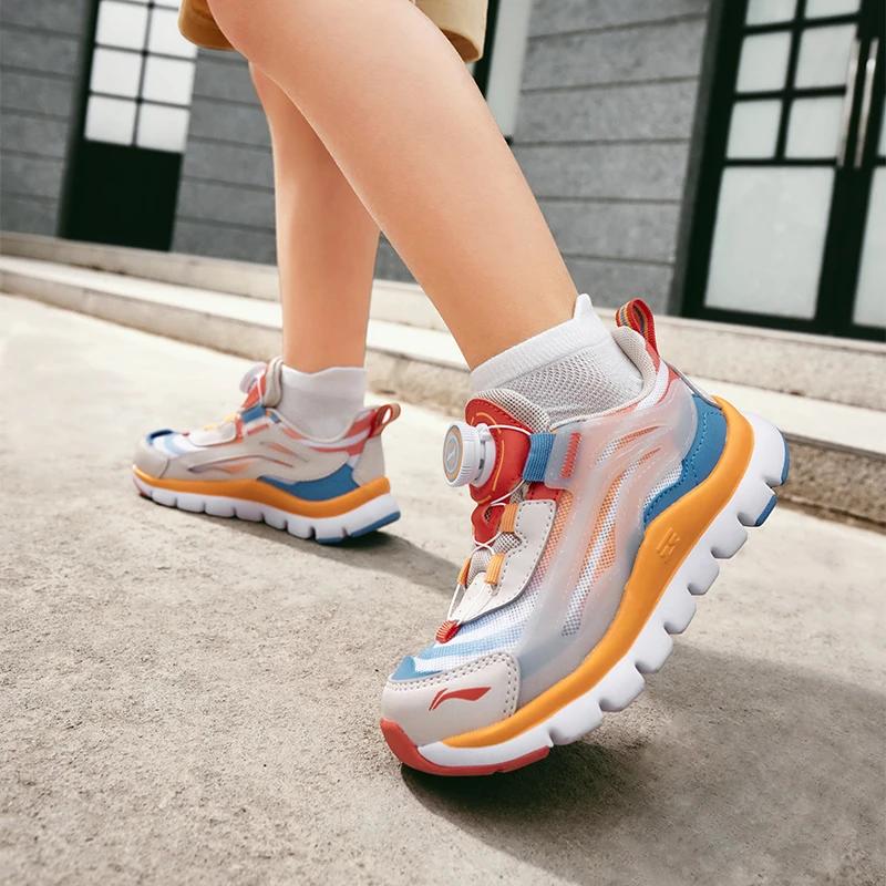Li-Ning Кроссовки для бега для детей с низким верхом, нескользящие, противоударные, износостойкие, дышащие, легкие, амортизирующие, детские кроссовки YKNU090-13