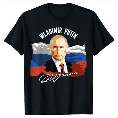 Летняя футболка с круглым вырезом, 3D-принтом флага России и Путина, модная, повседневная, с коротким рукавом, мужская