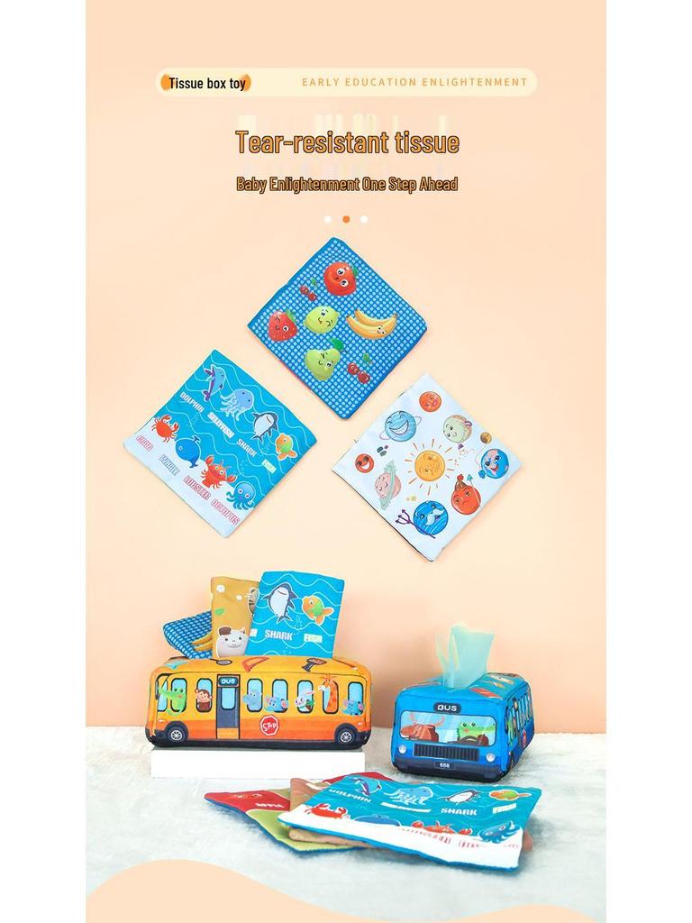 Игрушка-коробка для детских салфеток, устойчивая к разрывам: Младенческая пальчиковая живопись и успокаивающая тканевая книжка для раннего обучения
