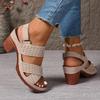 Fashion Summer White Thick High Heel Sandals for Women Plus Size Cross Band Platform Sandles Woman Back Strap Non Slip Beach Sandalias