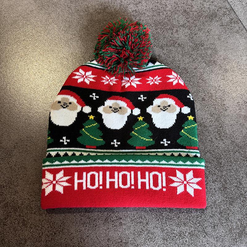 Милый лось снеговик Санта Клаус узор Рождественская тема Теплая вязаная шапка для взрослых Теплая зимняя праздничная мода
