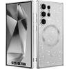 Case for Samsung Galaxy S25 Ultra, Silicone with Magnetic Circle Camera Protection - Glittery Silver