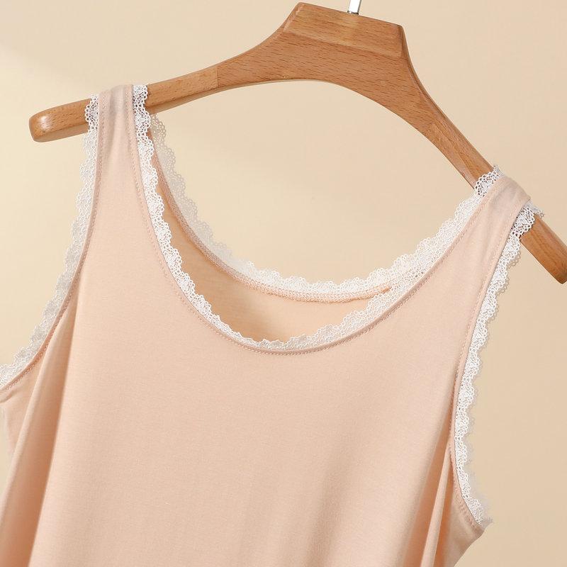 Большие размеры от L до 4XL Кружевные майки с круглым вырезом Женские кружевные комбинации Бралетты Повседневные для многослойного ношения Без рукавов Футболки