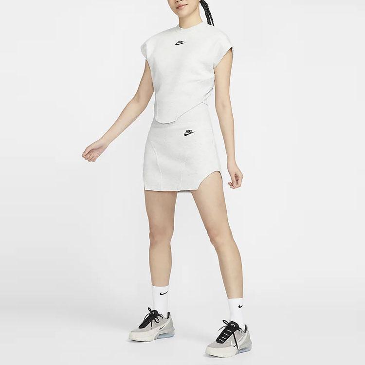 Women's Nike SS24 Sportswear Tech Fleece Casual Short Skirts Women's Light Gray