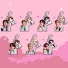 7 шт. Брелок с двойным подвесом BTS, Bangtan Boys, Белый костюм, Фото и мультяшный брелок, Подвеска на сумку для фанатов ARMY, Подвеска на сумку K-pop айдола для фанатов ARMY