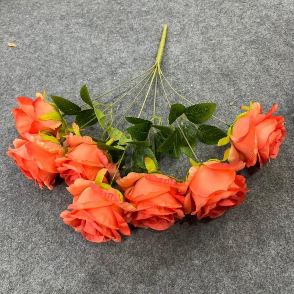 7 Heads Real Happy Rose Flower Mini 9 Colors Valentine's Day Flowers Photography Photo Gift Crystal Grass Bouquet