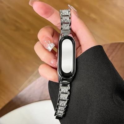 Металлический ремешок для Xiaomi Mi Band 9 8 7 6 5 4 3, браслет из нержавеющей стали с роскошным блеском и полными бриллиантами, ремешки для часов, аксессуары
