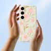 For Samsung Galaxy S25 FE Case Pink Lilies Pattern Printing Straight Edge TPU Phone Back Cover
