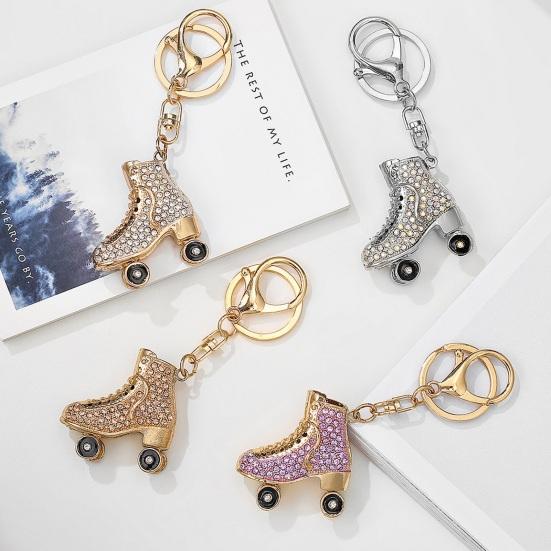 Creative Ice Skates Pendant Keychain Sparkling Rhinestones Inlaid Car Keyring Backpack Bag Charm Keychain