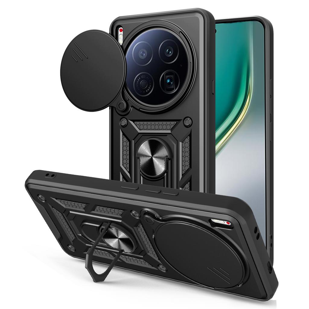 For TECNO Camon 40 Premier 5G Case with Slide Camera Lid PC+TPU Kickstand Phone Cover