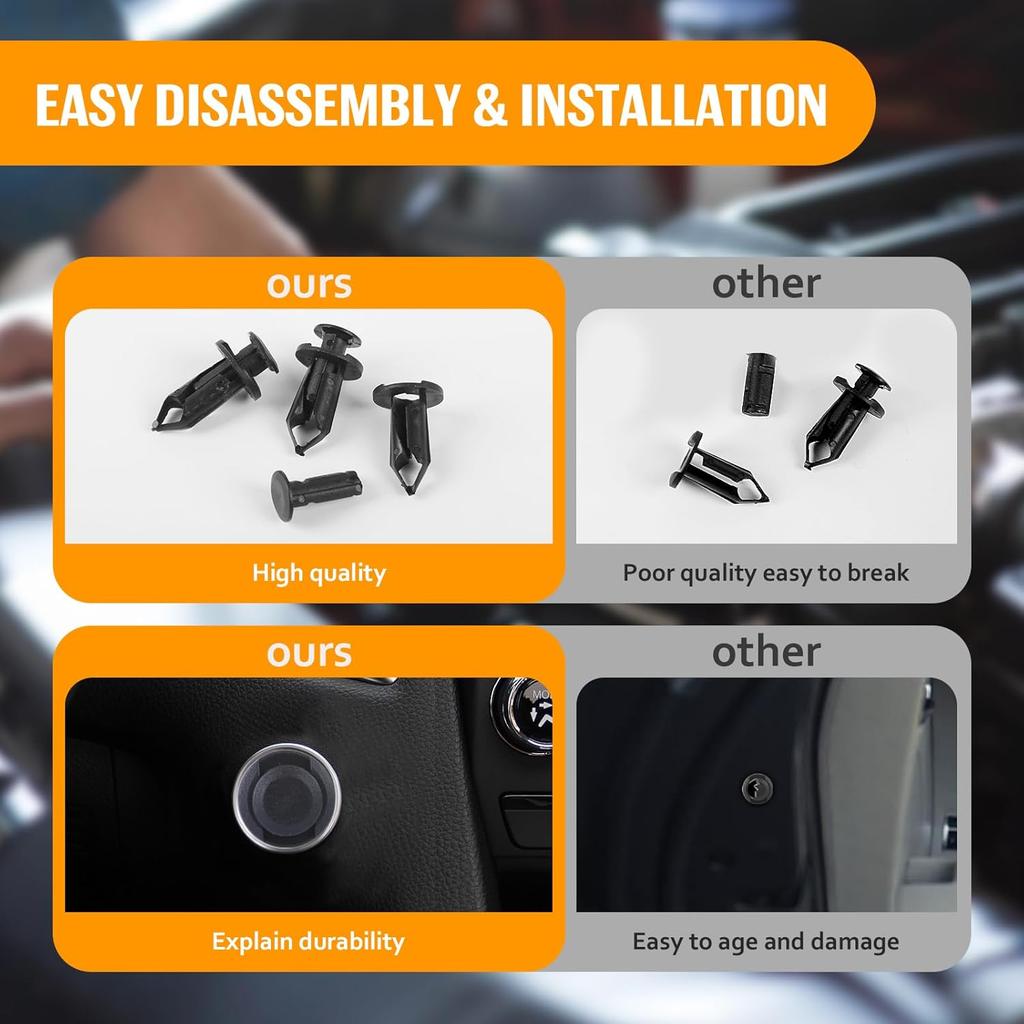 200 Pcs Nylon Bumper Fastener Rivet Clips, 8 Mm Hole Push Retainer Bumper Fender Shield Clips, Automotive Plastic Push P Bumper, Car Plastic Rivets