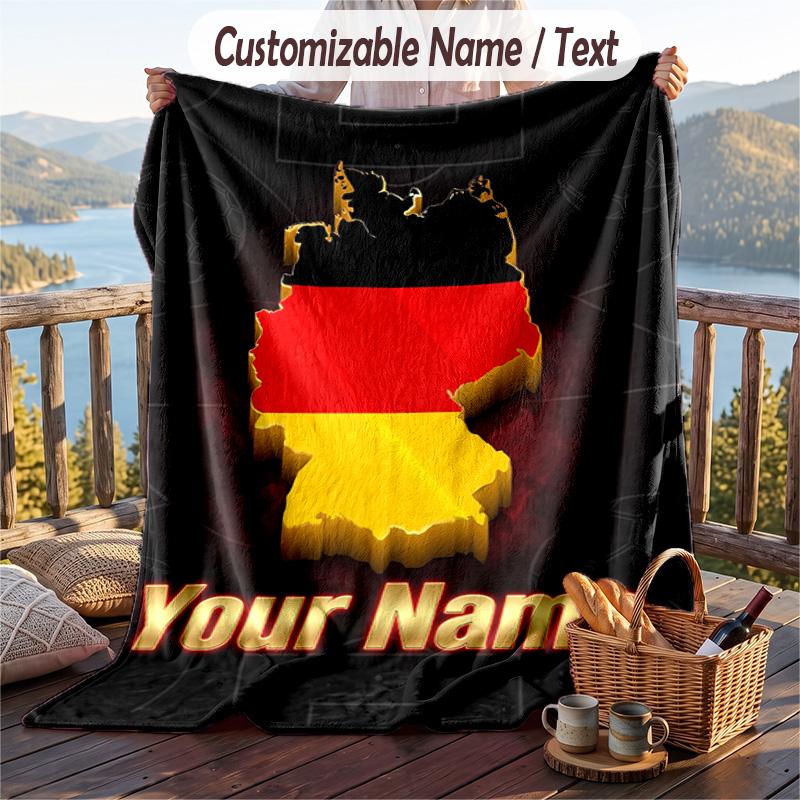 Flannel Blanket Germany national football team Print Custom Name Text Soft Throw for Sofa Bed