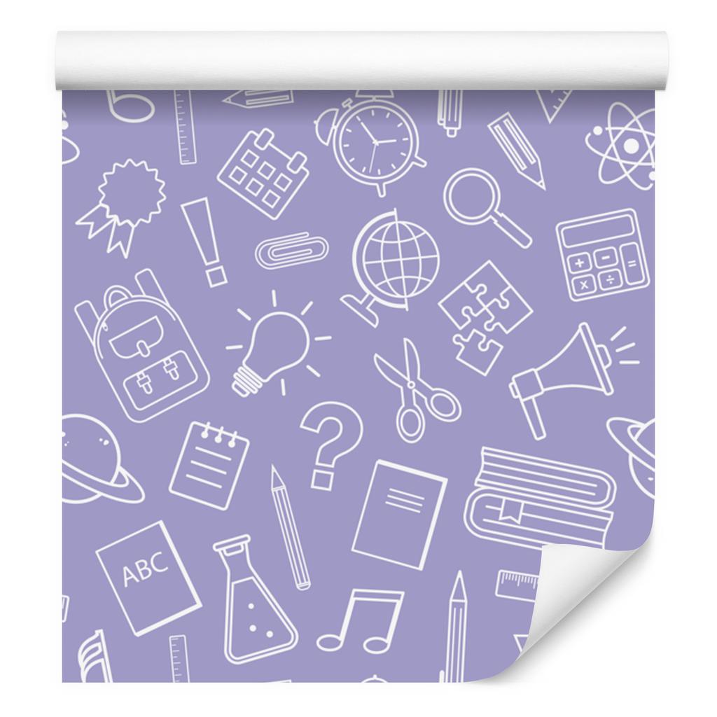 Wallpaper School Supplies Blue and White for Living Room and Bedroom 50x1000